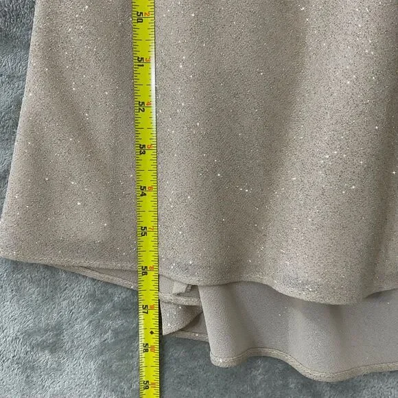 Vintage Betsy & Adam Evening Gown sz. 4 Formal Sheath Cowl Neck Tan Glitter USA - Picture 11 of 14